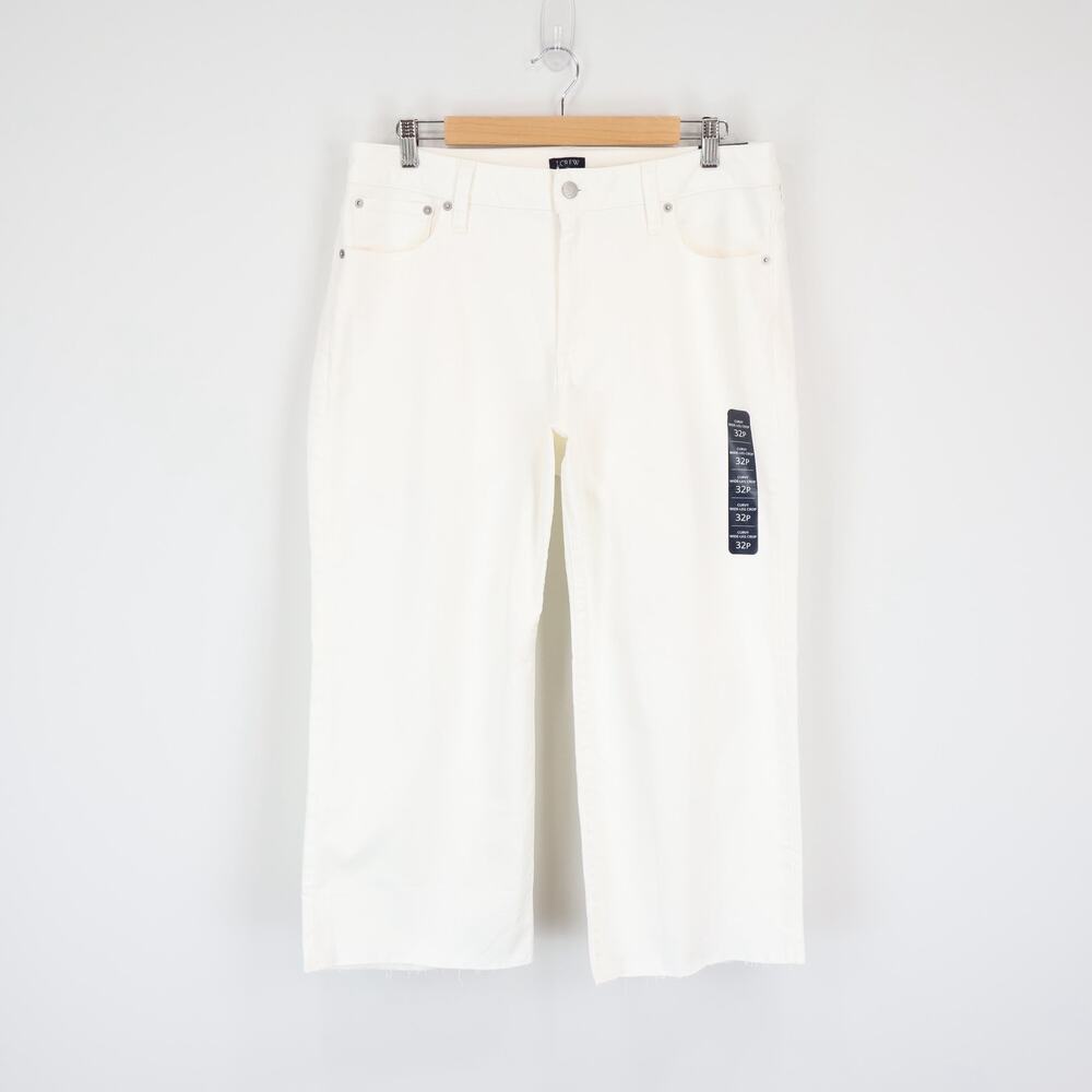 J.Crew Factory Curvy Wide Leg Cropped Jean Allday Stretch White 32 Petite NWT - Picture 2 of 10